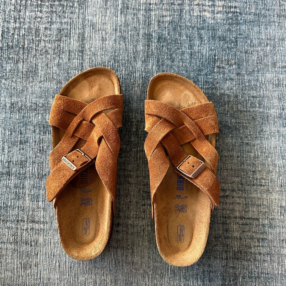 Birkenstock Lugano soft footbed in Mink.  Size 39.